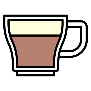 Latte simgesi, kahve dükkanı bağlantılı vektör illüstrasyonu