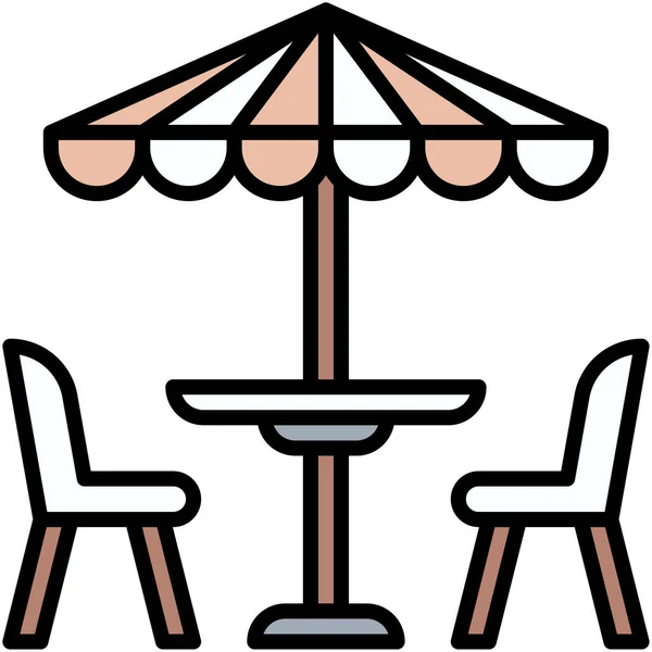 Значок Таблицы Патио Векторная Иллюстрация Кофейни — стоковый вектор