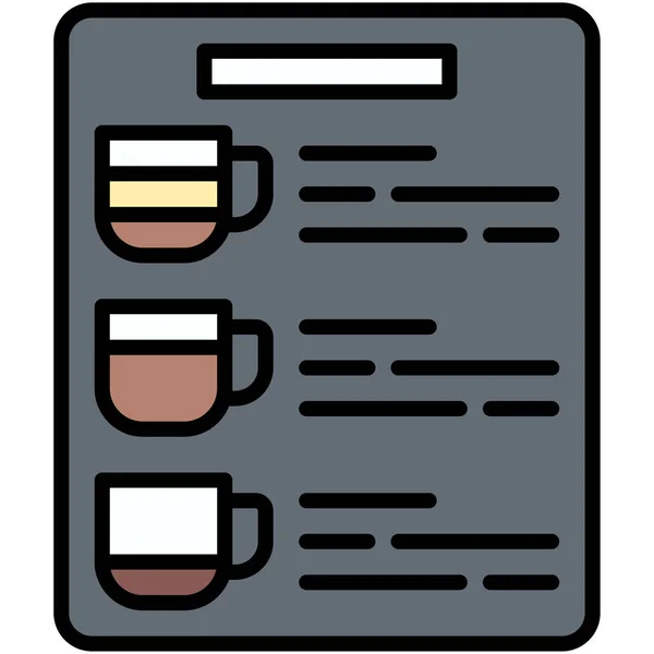 Ikona Menu Kawy Ilustracja Wektora Związana Kawiarnią — Wektor stockowy