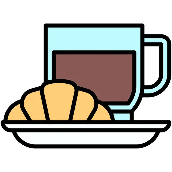 Taza Café Con Icono Croissant Ilustración Vectorial Relacionada Con Cafetería — Archivo Imágenes Vectoriales