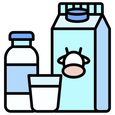 Süt simgesi, kahve dükkanı illüstrasyonuyla ilgili