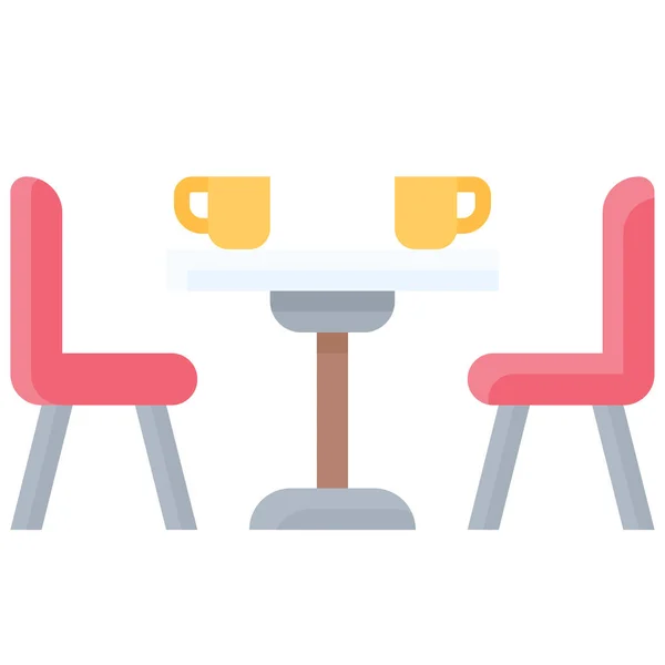 テーブルと椅子のアイコン コーヒーショップ関連のベクトルイラスト — ストックベクタ