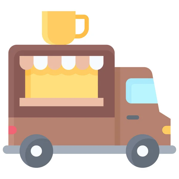 Coffee Food Truck Ikone Coffee Shop Bezogene Vektorillustration — Stockvektor
