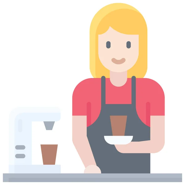 stock vector Barista girl icon, Coffee shop related vector illustration