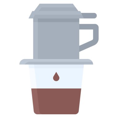 Vietnam kahve ikonu, kahve dükkanı illüstrasyonu