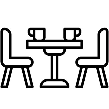 Tablo ve sandalye simgesi, kahve dükkanı illüstrasyonu