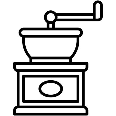 Kahve öğütücüsü simgesi, kahve dükkanı illüstrasyonu