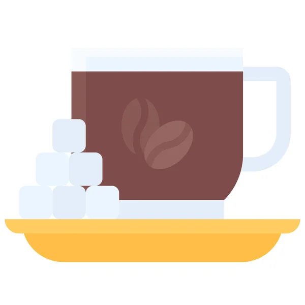 Suiker Kubus Koffie Icoon Koffie Winkel Gerelateerde Vector Illustratie — Stockvector
