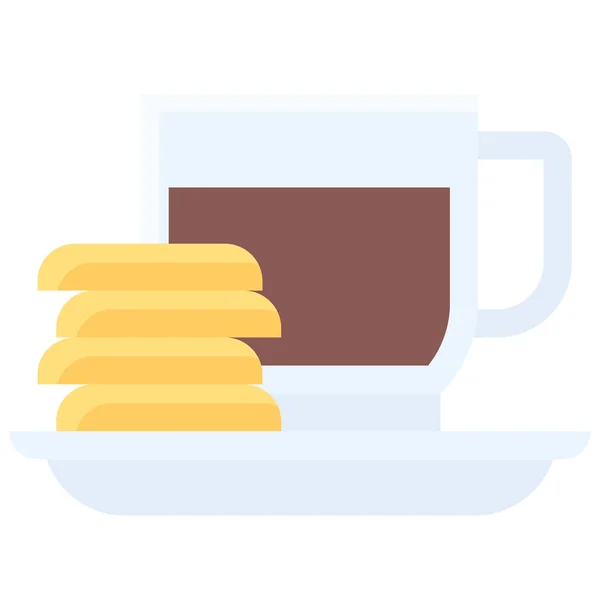 Tazza Caffè Con Icona Biscotti Illustrazione Vettoriale Relativa Alla Caffetteria — Vettoriale Stock