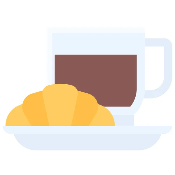 Кофейная Чашка Круассаном Значок Кафе Связанных Векторной Иллюстрации — стоковый вектор