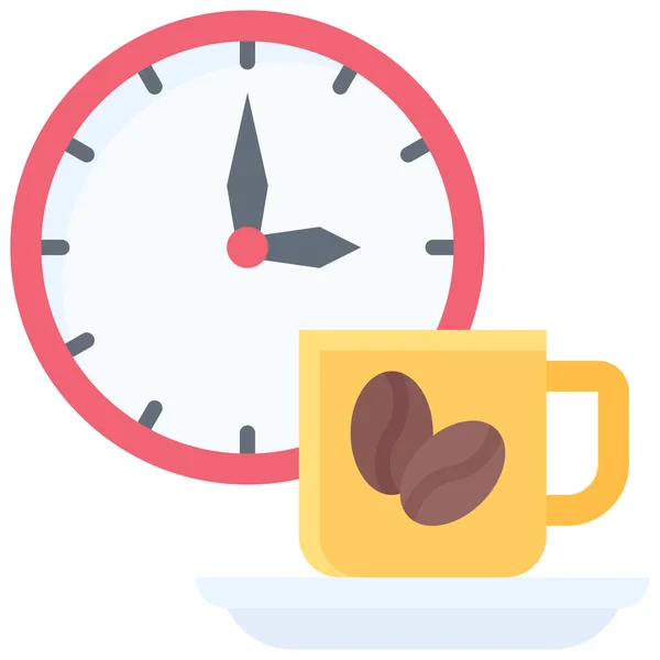 Uhr Und Kaffeetasse Symbol Coffee Shop Bezogene Vektorillustration — Stockvektor