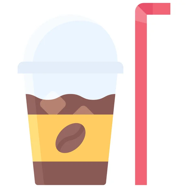 Иконка Ледяного Кофе Векторная Иллюстрация Связанная Магазином Coffee — стоковый вектор