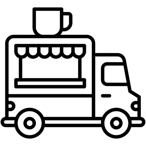 Coffee Food Truck Ikone Coffee Shop Bezogene Vektorillustration — Stockvektor