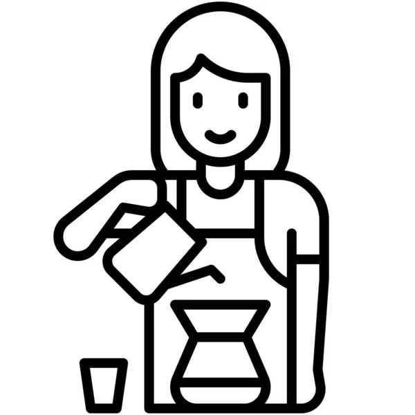 Ikona Dziewczyny Barista Ilustracja Wektora Związana Kawiarnią — Wektor stockowy
