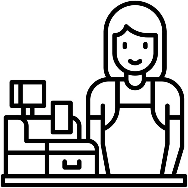 Icono Cajero Femenino Ilustración Vectorial Relacionada Con Cafetería — Vector de stock