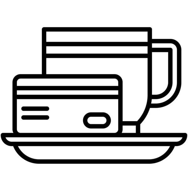 Xícara Café Com Ícone Cartão Crédito Ilustração Vetorial Relacionada Loja —  Vetores de Stock