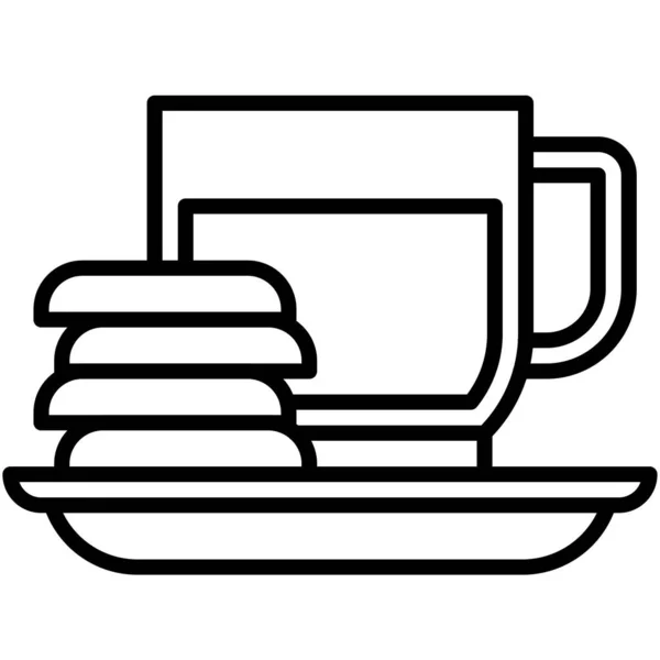 Tazza Caffè Con Icona Biscotti Illustrazione Vettoriale Relativa Alla Caffetteria — Vettoriale Stock
