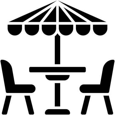 Bahçe masası simgesi, kahve dükkanı bağlantılı vektör illüstrasyonu