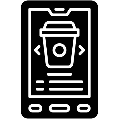 Kahve çevrimiçi ikon, kahve dükkanı illüstrasyonu