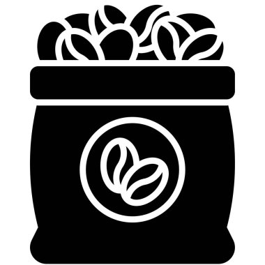 Kahve poşeti ikonu, kahve dükkanı bağlantılı vektör çizimi