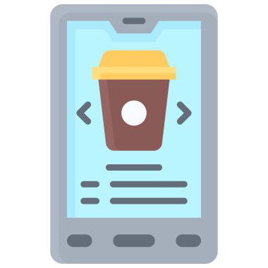 Kahve çevrimiçi ikon, kahve dükkanı illüstrasyonu