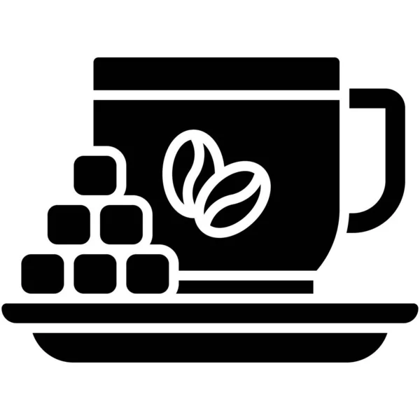 Cubo Açúcar Ícone Café Ilustração Vetorial Relacionada Loja Café —  Vetores de Stock