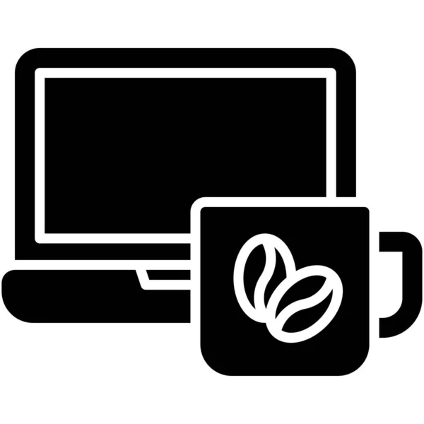 Кофейная Чашка Иконкой Ноутбука Векторные Иллюстрации — стоковый вектор