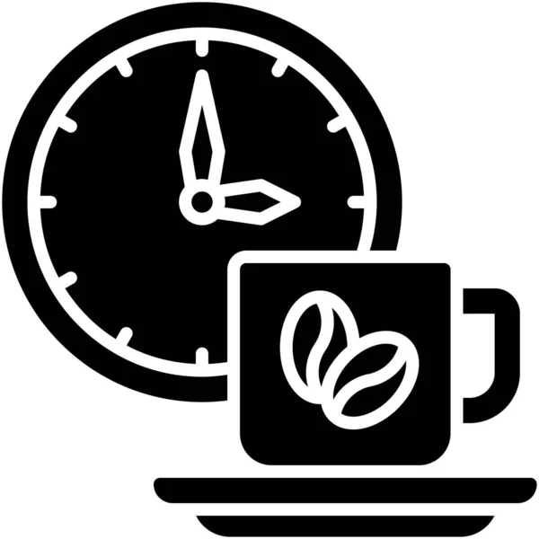 Ρολόι Και Φλιτζάνι Καφέ Εικονίδιο Καφετέρια Σχετικές Διανυσματική Απεικόνιση — Διανυσματικό Αρχείο