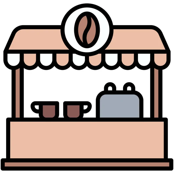 Ícone Quiosque Café Ilustração Vetorial Relacionada Loja Café — Vetor de Stock