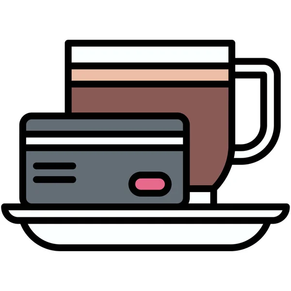 Koffiebeker Met Credit Card Icoon Koffie Winkel Gerelateerde Vector Illustratie — Stockvector