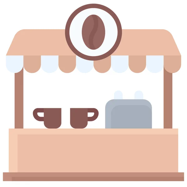 Icona Del Chiosco Del Caffè Illustrazione Vettoriale Relativa Caffè — Vettoriale Stock