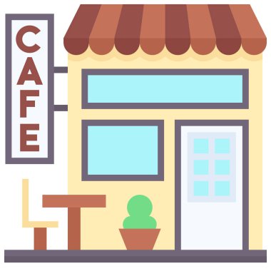 Kahve evi, kafe veya kafeterya vektör simgesi