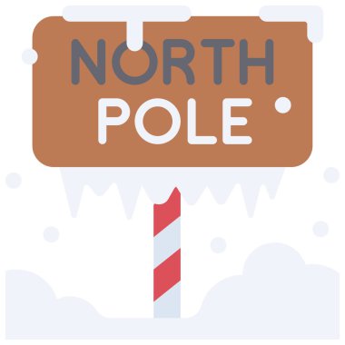 Kuzey Kutbu işaret simgesi, Xmas bağlantılı vektör illüstrasyonu