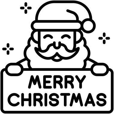 Noel Baba ve mutlu noeller simgesi, Xmas bağlantılı vektör illüstrasyonu