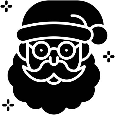 Noel Baba gözlük simgesi takıyor, Xmas bağlantılı vektör illüstrasyonu