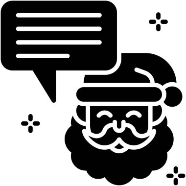 Noel Baba konuşma balonu ikonu, Xmas bağlantılı vektör illüstrasyonu