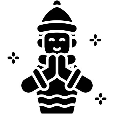 Genç Noel Baba simgesi, Xmas bağlantılı vektör illüstrasyonu