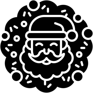 Noel Baba simgesine sahip çelenk, Xmas bağlantılı vektör illüstrasyonu