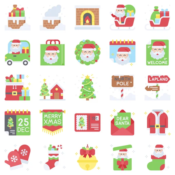 stock vector Santa Claus related icon set 2, vector illustration