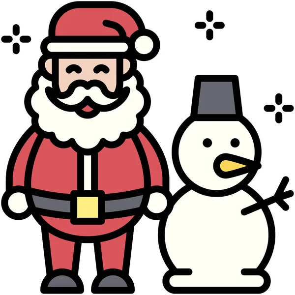 Święty Mikołaj Ikoną Bałwana Boże Narodzenie Związane Wektor Ilustracja — Wektor stockowy
