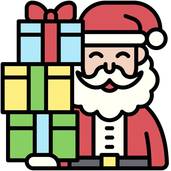 Père Noël Avec Icône Boîtes Cadeaux Illustration Vectorielle Liée Noël — Image vectorielle