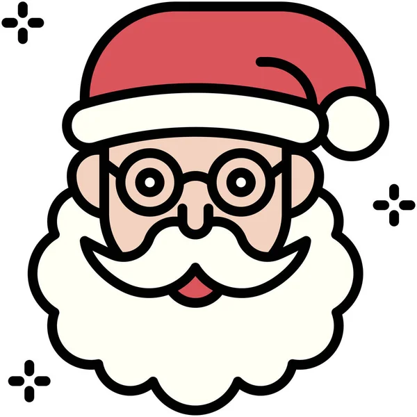 圣诞老人戴眼镜图标 与圣诞节有关的矢量图解 — 图库矢量图片
