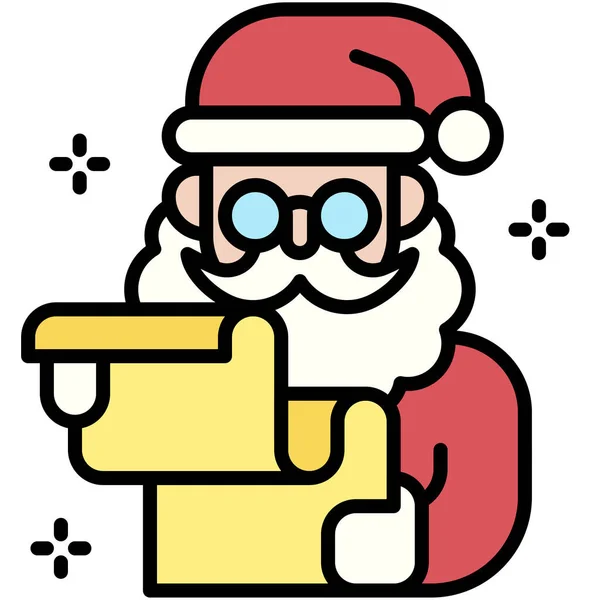 Père Noël Lecture Icône Liste Des Cadeaux Illustration Vectorielle Liée — Image vectorielle
