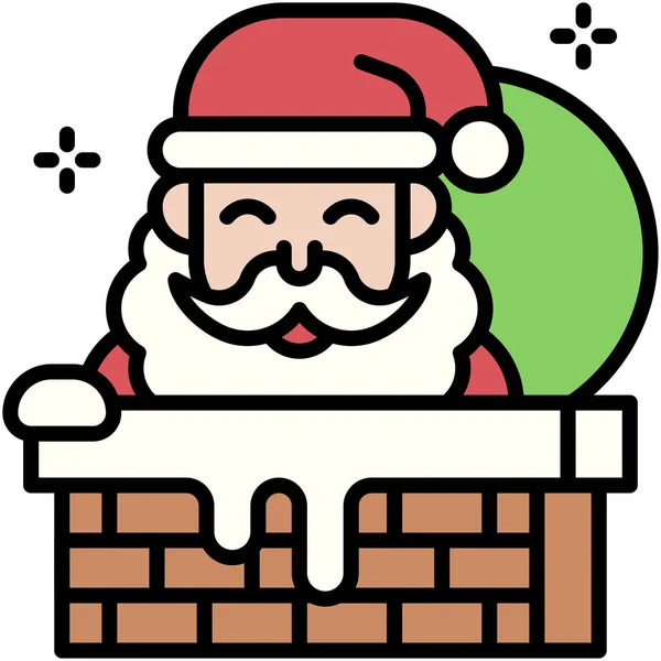 Papai Noel Ícone Chaminé Ilustração Vetorial Relacionada Natal — Vetor de Stock