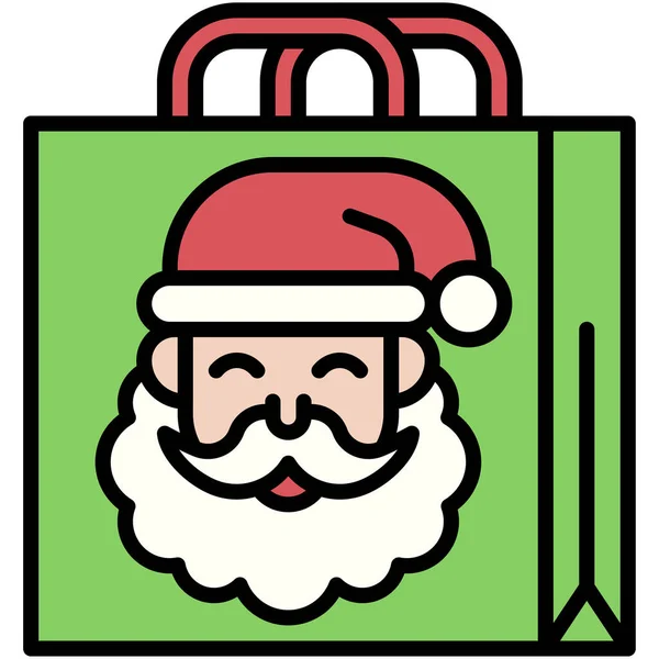 带有圣塔图标的包 与圣诞节相关的矢量插图 — 图库矢量图片