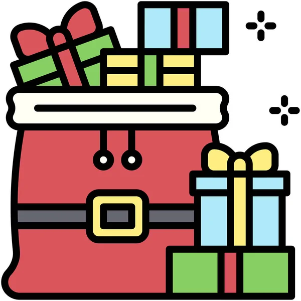 礼品盒图标堆栈 与圣诞节相关的矢量图解 — 图库矢量图片