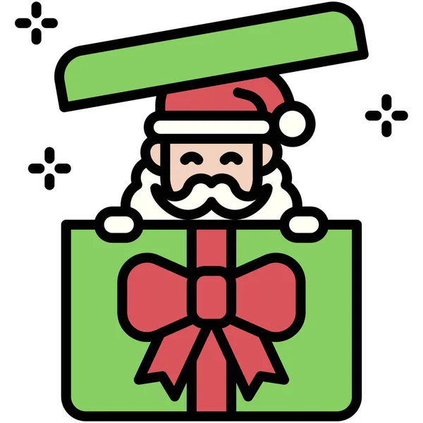Weihnachtsmann Geschenkkarton Ikone Xmas Bezogene Vektorillustration — Stockvektor