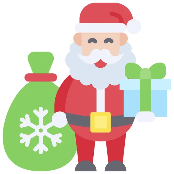 Santa Claus Con Icono Regalo Ilustración Vectorial Relacionada Con Navidad — Vector de stock