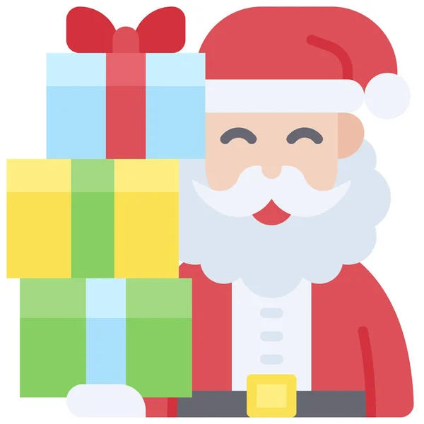 Санта Клаус Иконкой Подарка Связанной Xmas Векторной Иллюстрацией — стоковый вектор