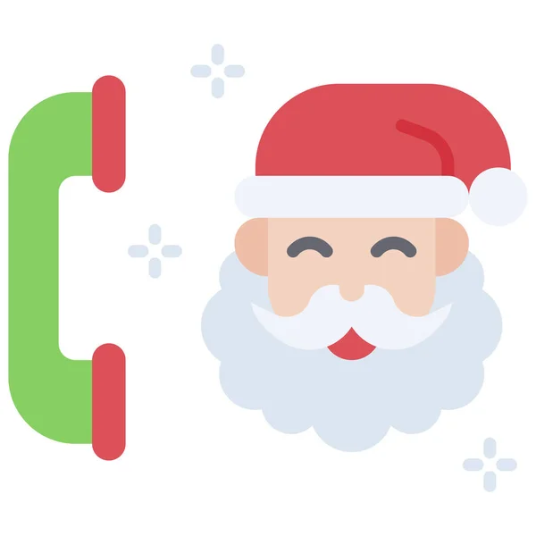 Weihnachtsmann Mit Telefon Ikone Weihnachtliche Vektorillustration — Stockvektor